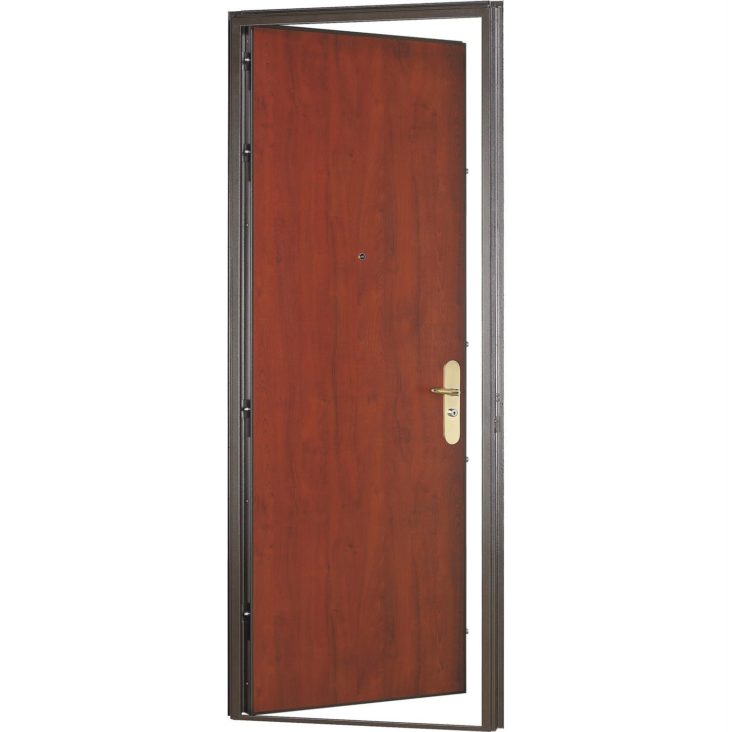 Porte blindée finition bois marron
